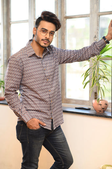 Printed Cotton Slim Fit Shirt - NamegStore